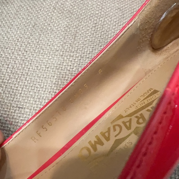 Ferragamo Patent Leather Zeri Pointed Toe Ballet Flats - Picture 3 of 7